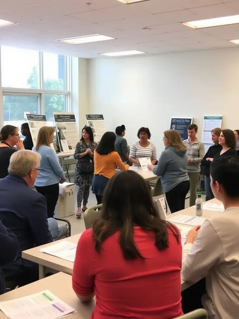 Civic group members discussing cyber safety measures in a community workshop.